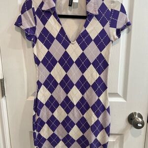 H&M Purple and White Bodycon Mini Dress